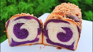 ขนมปังมันม่วงสตรูเซล แสนสวย || Purple Yam Bread with Streusel Topping