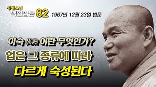 [성철스님의 백일법문 82] 이숙異熟의 의미 : 업에 따라 다르게 숙성되는 속성