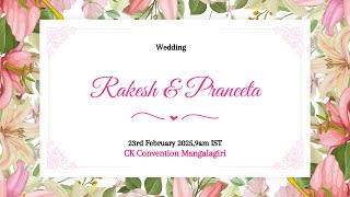 Rakesh \u0026 Praneeta Wedding Live Streaming