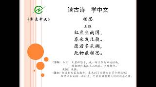 陈健#新意中文学校#New Concept Chinese#读古诗学中文#古诗100首#2《相思》王维