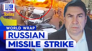 Russian missile strikes Ukraine, killing at least 17 people | 9 News Australia