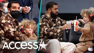 Drake \u0026 Son Adonis Cuddle \u0026 Share Cheers At Toronto Raptors Game