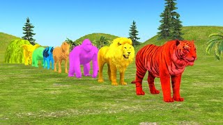 Paint Animals Gorilla Cow Tiger Lion Elephant Fountain Crossing Animal Game 3D