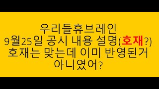 9월25일 우리들휴브레인 공시내용 분석 및 향후 대응