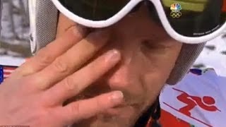 BODE MILLER CRYING DURING  REACTION BRONZE MEDAL - Alpine Skiing Men's Super G   You