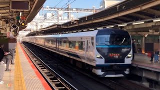 JR東日本東海道線「特急踊り子9号」と「特急踊り子4号」・E257系NA-13編成＋NC-31編成とNA-04編成（2024.12.16）