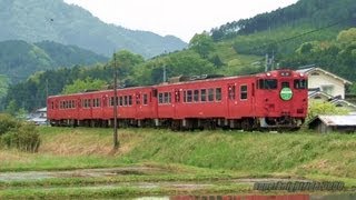 JR因美線 みまさかスローライフ列車(キハ47形3連)警笛あり♪ 三浦→美作加茂 2013.5