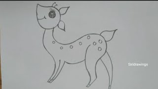 How to draw a Deer| easy and simple Deer drawing|Baby deer pencil drawing|deer drawing|Siridrawings