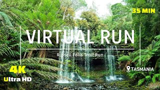Virtual Run Russell Falls Trail 4K - Treadmill Workout - Virtual Scenery - Tasmania