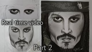 Drawing Captain Jack sparrow | Part 2 | Real time video | Tutorial for beginners