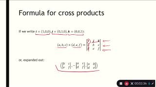 Math 2374 Lecture 1E: Cross products