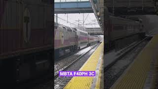 MBTA commuter rail train in Route 128 station MA
