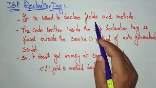 JSP Declaration Tag | Scripting Elements | WT | Web Technology | Lec - 50 | Bhanu Priya