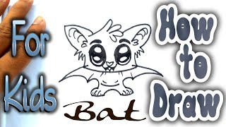 How To Draw A Cartoon Bat for Kids| Simple Drawing Bat