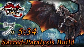 [MHR:SB Speedrun] Risen Kushala Daora/傀異克服 クシャルダオラ | Sacred - Paralysis Build | 5:34 | LS/太刀 Solo