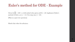 6.1.1 Euler's method in solving ODE - Example