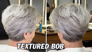 Elegant Short Pixie Bob Haircut Tutorial for Grey Hair (Step-by-Step) | Textured Short Layered Cut