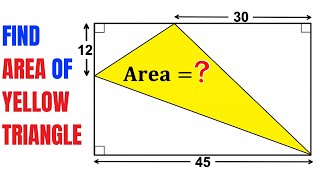 Find Area of the Yellow shaded triangle when area of Rectangle is 1350 | Important skills explained