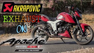 Akrapovic exhaust system in Apache RTR 160 4v | ROAR EXHAUSTS | Installation | Pros\u0026Cons | Fireshot🔥