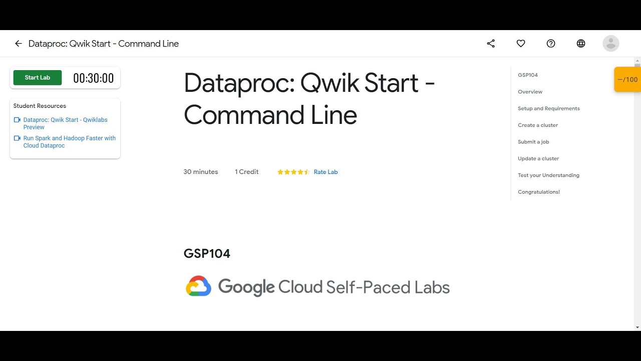 Dataproc Qwik Start Command Line Gsp104 Perform Foundational