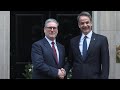 Greek PM Mitsotakis welcomed by Keir Starmer at 10 Downing Street | AFP