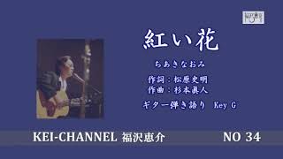 福沢恵介 ギター弾き語り 「紅い花」歌詞 コード付き