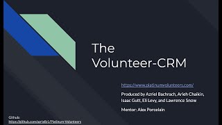 Volunteer CRM Presentation (Platinum Volunteers)