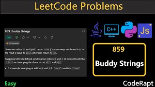 Buddy Strings | Leetcode Q.859 | Python | C++ | Java | JavaScript | LeetCode Daily Challenges