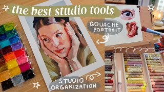 New Art Studio Supplies + Painting a Portrait in Gouache!