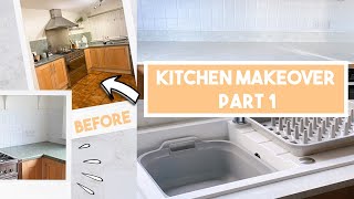 KITCHEN MAKEOVER ON A BUDGET | PAINTING TILES, NEW WORKTOP AND A KITCHEN TOUR