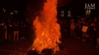 At a rally in Tbilisi, a piñata depicting Zviad Kharazishvili (Khareba) was burned. /JAMnews English