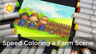 Speed Coloring a Farm Scene