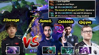 T1 23savage vs OG Duo SumaiL Ceb Qojqva - EPIC CARRY BATTLE Server EU Dota 2