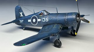 I build the vintage Frog (not Airfix) kit Corsair in 1/72 scale.