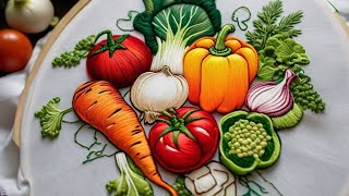 3D Vegetable Embroidery for begginers 🪡#youtubelive#livestream #virallive