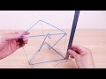 【工作】不思議！引っぱりあって浮く？【テンセグリティ構造の作り方】 how to make a tensegrity structure