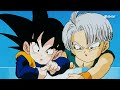 goku se transforma en super saiyajin 3 frente a goten y trunks