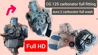 Honda euro 2 CG 125 carborator full fitting...ہونڈہ کاربیٹر فول سفائ اور فٹنگ