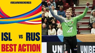 Icelandic teenager Hallgrimsson pulls out a great save against Russia | Day 5 | Men's EHF EURO 2020