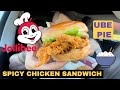 JOLLIBEE FOR LUNCH! (DELUXE SPICY CHICKEN SANDWICH, 2 PIECE w/ RICE & GRAVY + UBE PIE) - MUKBANG