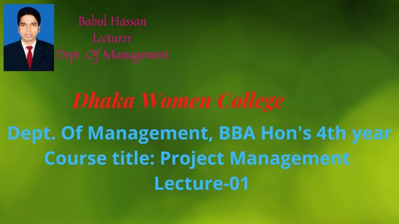 Dept. Of Management, BBA Hon's 4th Year, Course Title: Project ...