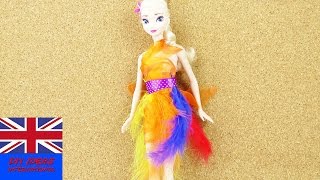 Dress for Ice Queen Elsa | Ball Dress with Colorful Feathers | Easy DIY without sewing