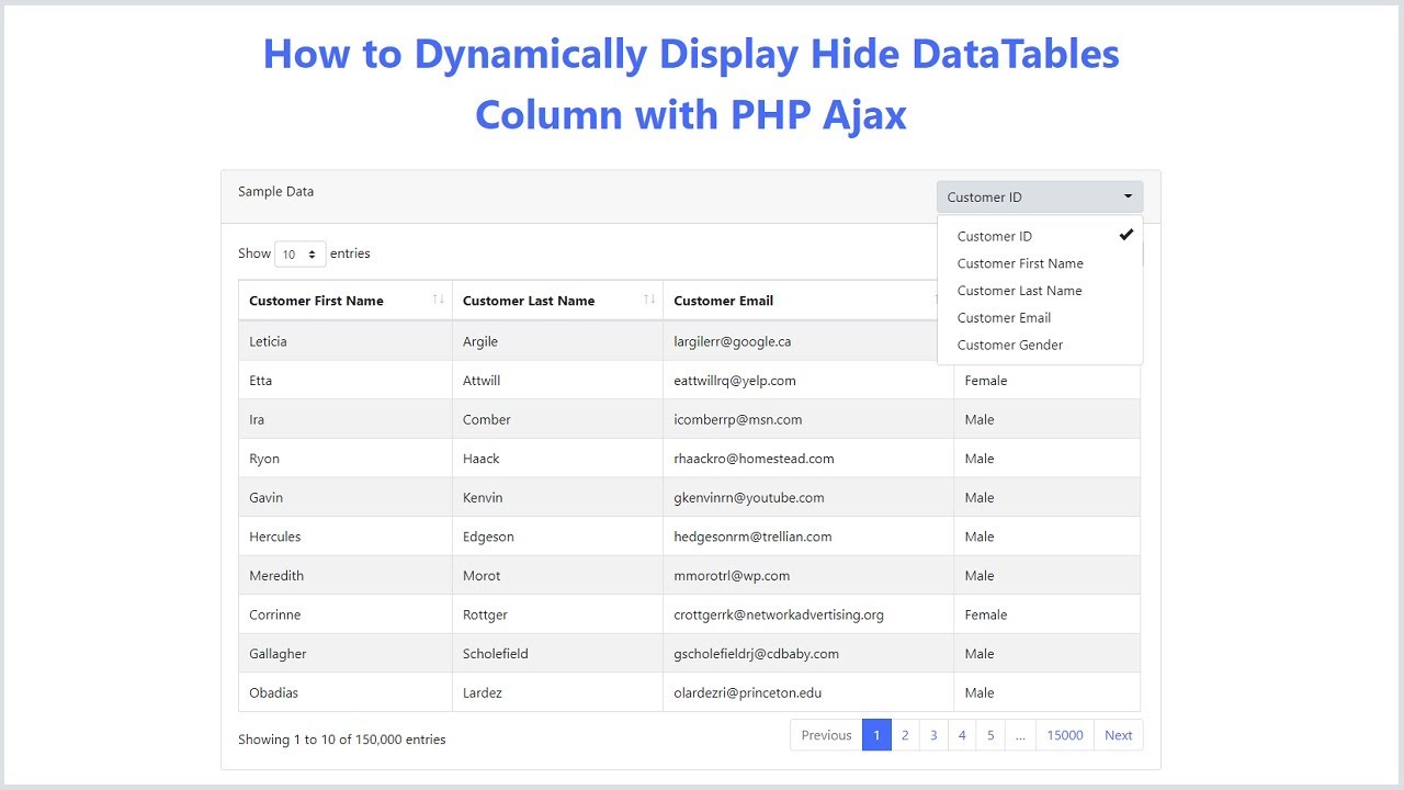 How To Dynamically Show Hide DataTables Column With PHP Ajax - YouTube