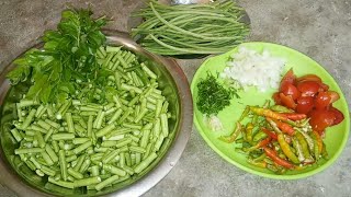 అలసంద కాయల curry recipe. Green long beans recipe//village vantalu //Telugu nonstop creativity