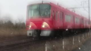 名鉄3100系 3121F 尾西線 教習車 上丸渕駅通過   天候雪