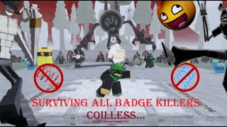 Surviving All Badge Killers Coilless // Midnight Horrors // Roblox