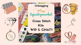 UNBAGGING TAPESTRY MARKET STAMPED CROSS STITCH KITS \u0026 NEW START!! #tapestrymarket #crossstitchkits