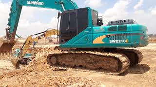 SUNWARD SWE210E 6BG1 K3V หนุ่มแดนมังกร ราชาบ่อดินมีดัน เล่นอ่างเก็บน้ำ excavator and truck EP.7337