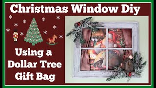 Christmas Window Diy 🎄 Using Dollar Tree Gift Bag