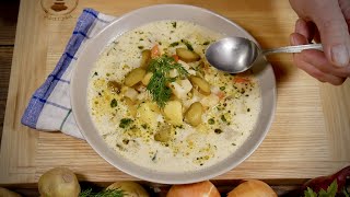 Delicious Polish cucumber soup! I didn't believe it until I tasted it!